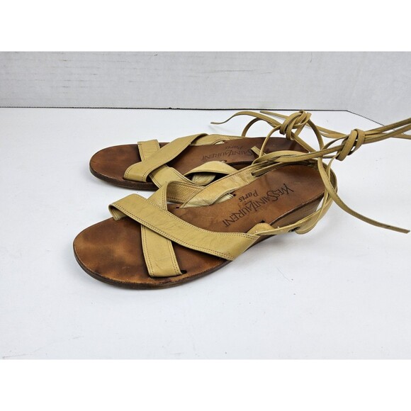 Yves Saint Laurent YSL Leather Strappy Gladiator Sandals Size S - Picture 5 of 8